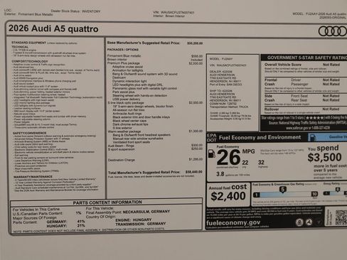 New 2026 Audi A5 2.0T Premium Plus image 39