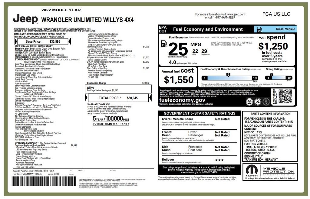 Certified 2022 Jeep Wrangler Unlimited Sport AWD/4WD image 3