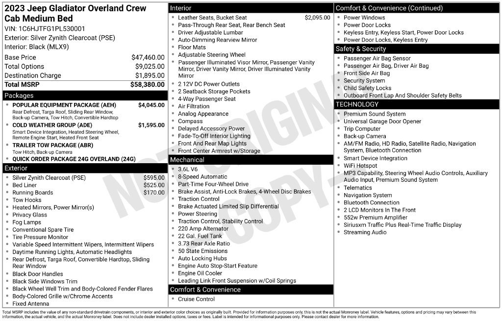 Used 2023 Jeep Gladiator Overland w/ Popular Equipment Package AWD/4WD image 35