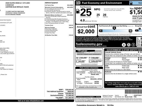 New 2026 Mitsubishi Eclipse Cross LE AWD/4WD image 28