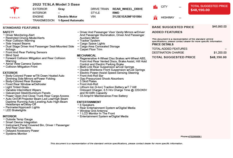 Used 2022 Tesla Model 3 Standard Range RWD image 3