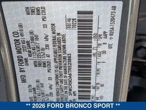 New 2026 Ford Bronco Sport Badlands w/ Sasquatch Badlands Package AWD/4WD image 21