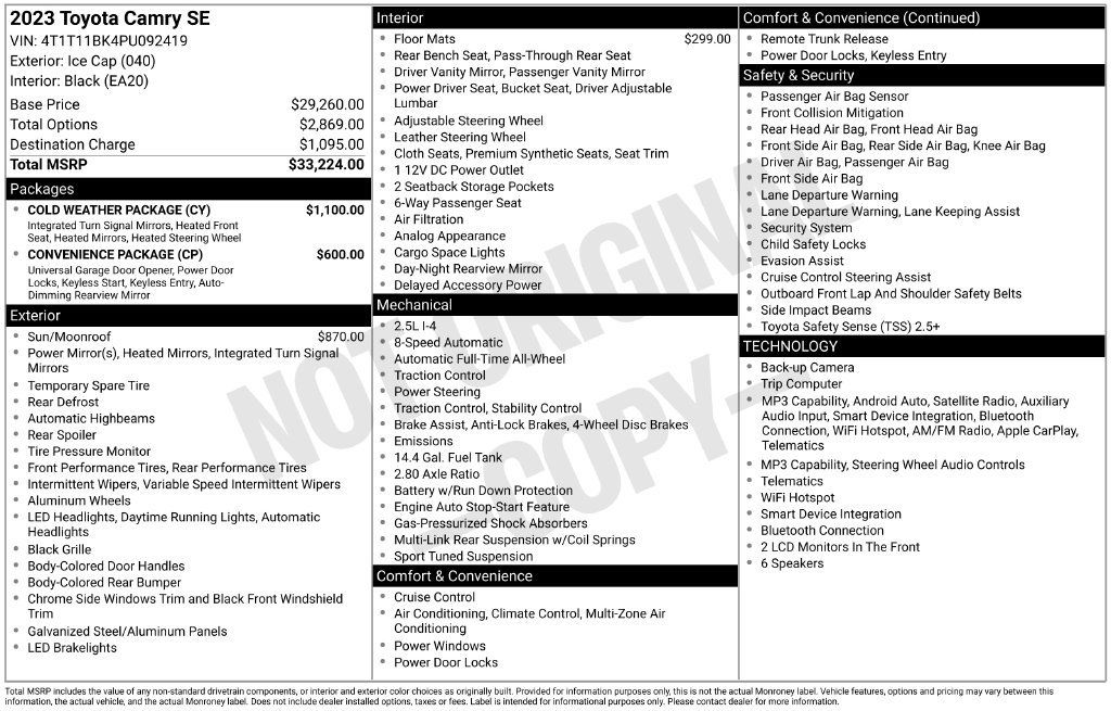 Certified 2023 Toyota Camry SE w/ Cold Weather Package AWD/4WD image 7