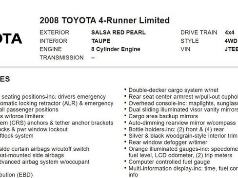 Used 2008 Toyota 4Runner Limited AWD/4WD image 14