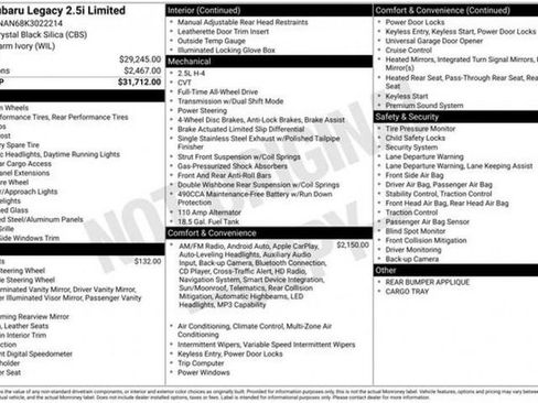Used 2019 Subaru Legacy 2.5i Limited image 39