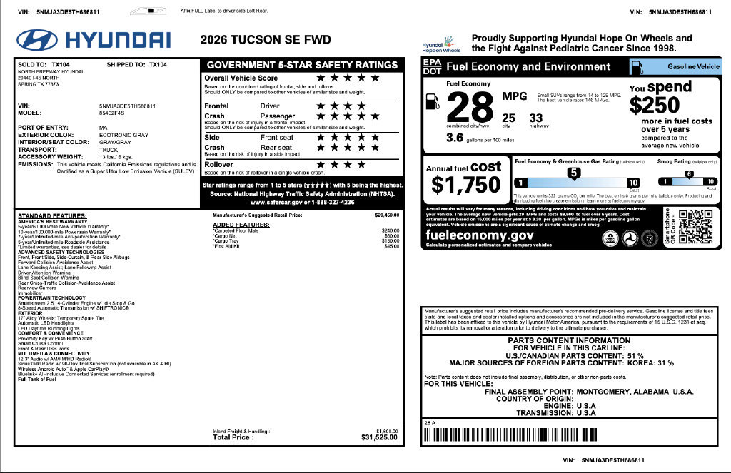 Certified 2026 Hyundai Tucson SE FWD image 3