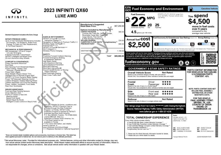 Certified 2023 INFINITI QX60 Luxe w/ Cargo Package AWD/4WD image 3