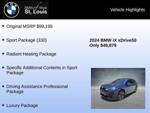 Used 2024 BMW iX xDrive50 w/ Premium Package AWD/4WD image 8