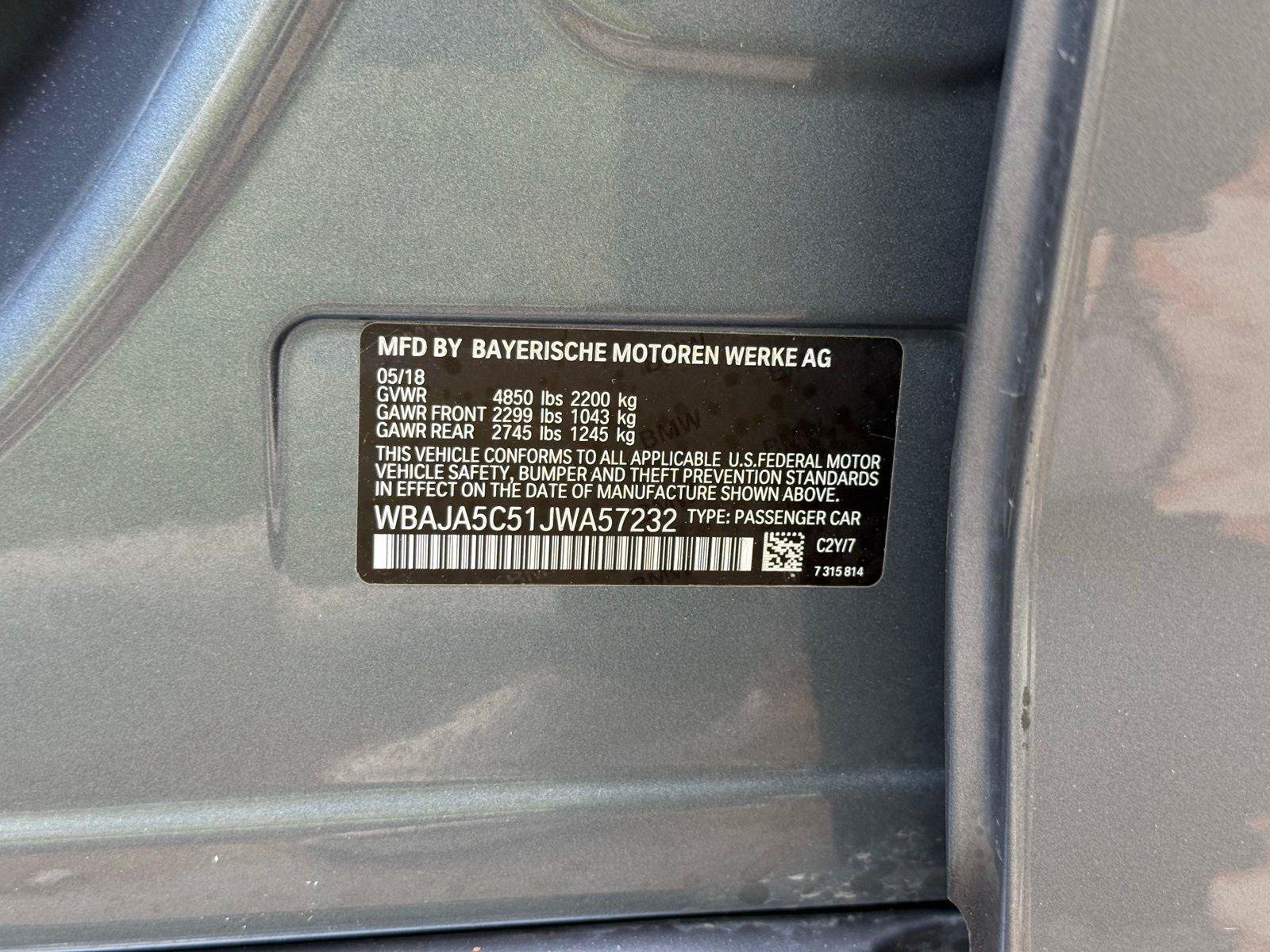 Used 2018 BMW 530i w/ Premium Package RWD image 60
