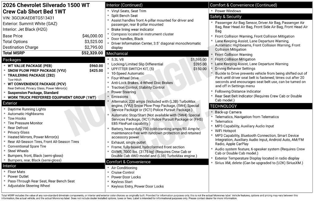 New 2026 Chevrolet Silverado 1500 W/T w/ WT Value Package AWD/4WD image 11