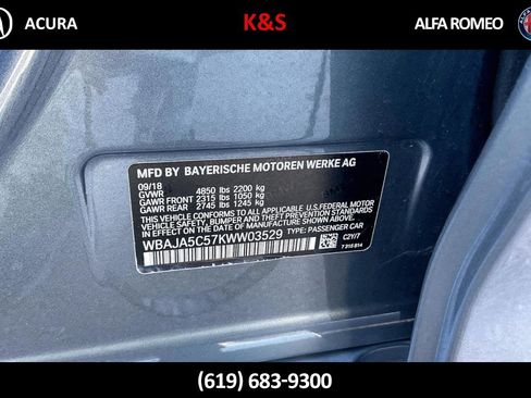 Used 2019 BMW 530i w/ Convenience Package RWD image 6