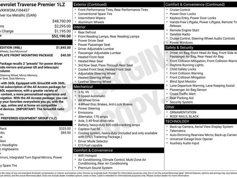 Used 2021 Chevrolet Traverse Premier w/ Redline Edition AWD/4WD image 8