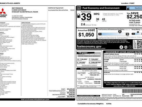 Used 2021 Mitsubishi Mirage ES image 3