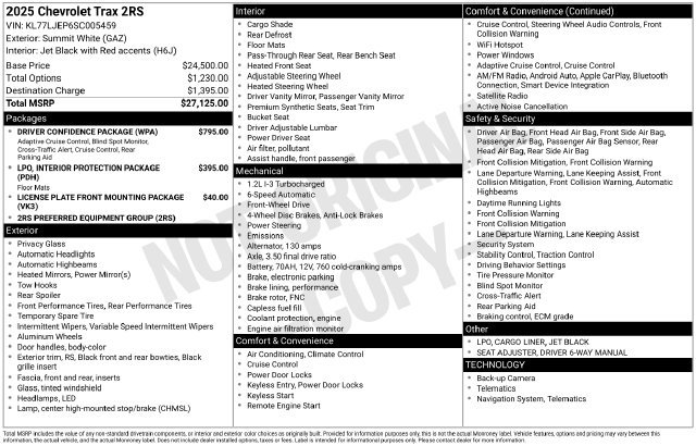 Used 2025 Chevrolet Trax RS w/ Driver Confidence Package FWD image 5