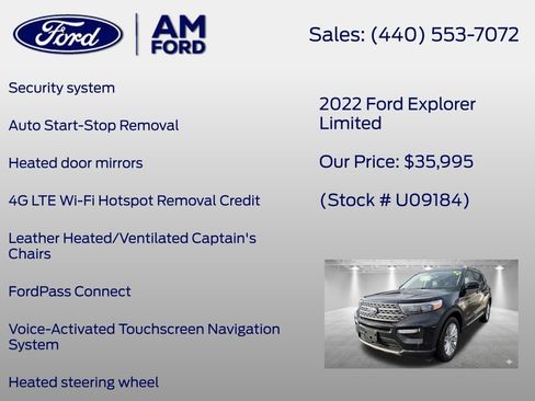 Used 2022 Ford Explorer Limited w/ Equipment Group 301A AWD/4WD image 26