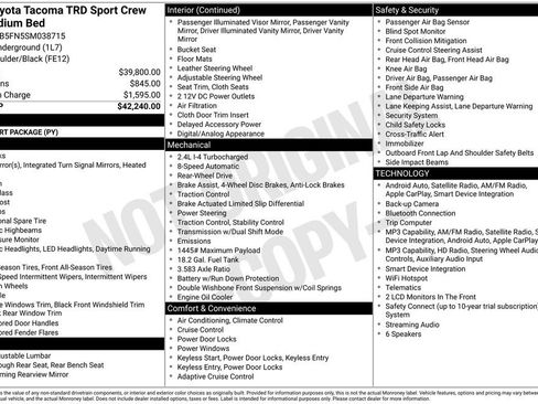 Certified 2025 Toyota Tacoma TRD Sport RWD image 37