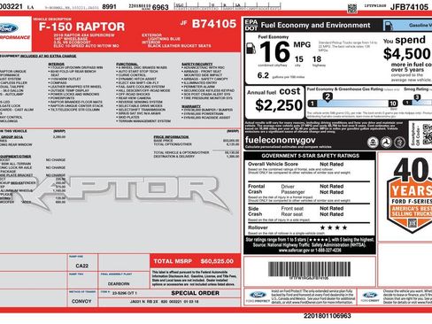 Used 2018 Ford F150 Raptor w/ Equipment Group 801A Mid AWD/4WD image 9