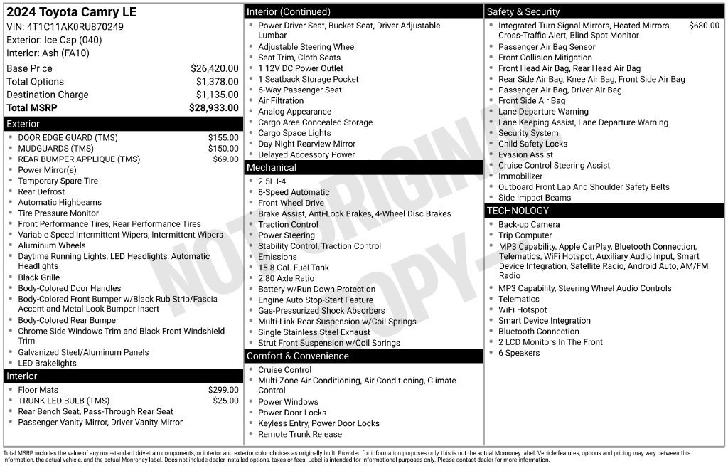 Certified 2024 Toyota Camry LE FWD image 32