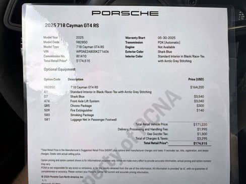 Used 2025 Porsche 718 Cayman GT4 RS w/ Chrono Package RWD image 32