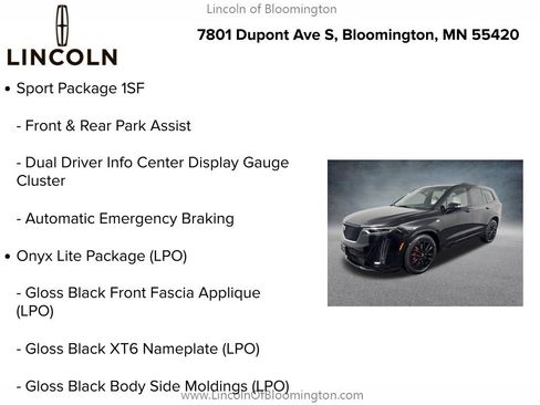 Used 2024 Cadillac XT6 Sport w/ LPO, Onyx Lite Package AWD/4WD image 9