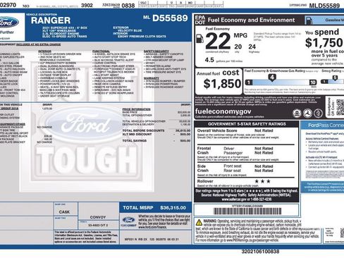 Used 2021 Ford Ranger XLT w/ Equipment Group 301A Mid AWD/4WD image 5