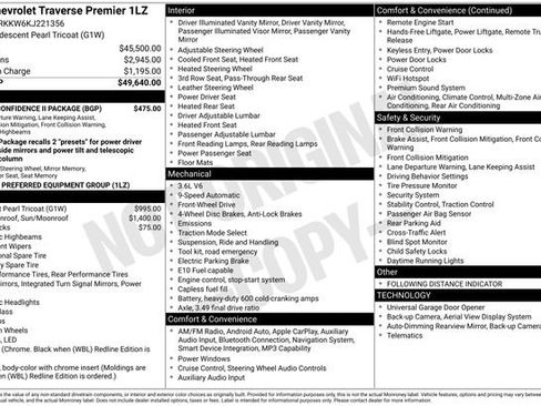 Used 2019 Chevrolet Traverse Premier w/ Driver Confidence II Package FWD image 20