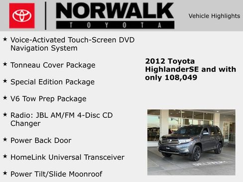 Used 2012 Toyota Highlander SE w/ Tow Pkg image 10