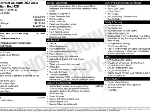 Used 2020 Chevrolet Colorado ZR2 w/ ZR2 Midnight Special Edition AWD/4WD image 3