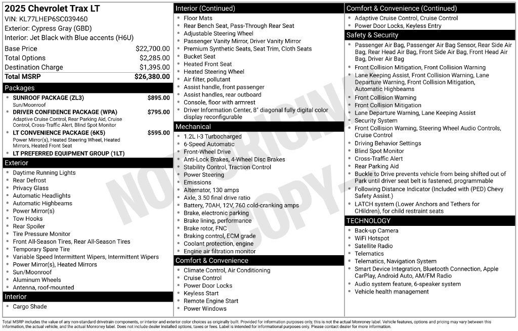 Used 2025 Chevrolet Trax LT w/ Sunroof Package FWD image 15