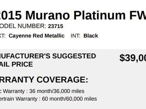 Used 2015 Nissan Murano Platinum w/ Cargo Package w/Cover image 79