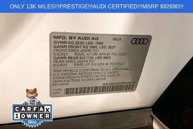 Used 2024 Audi Q8 e-tron Prestige w/ Prestige Package AWD/4WD image 35