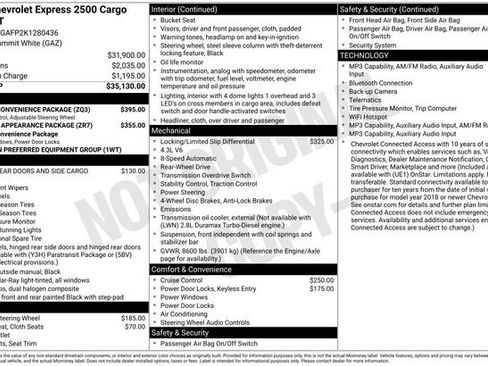 Used 2019 Chevrolet Express 2500 w/ Driver Convenience Package RWD image 32