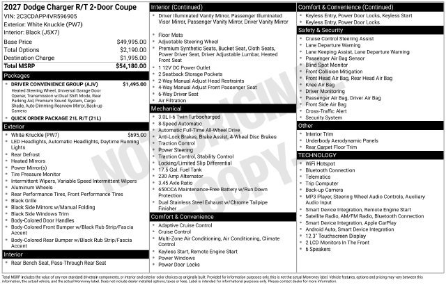 New 2027 Dodge Charger R/T w/ Driver Convenience Group AWD/4WD image 28