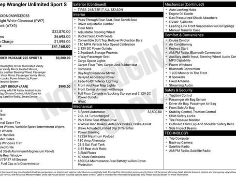 Used 2021 Jeep Wrangler Unlimited Sport AWD/4WD image 50
