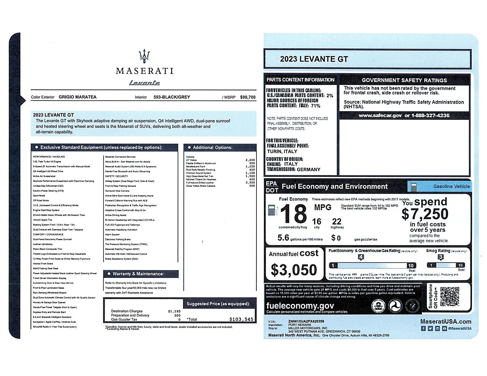 Certified 2023 Maserati Levante GT AWD/4WD image 26