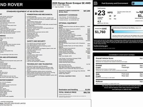 Used 2020 Land Rover Range Rover Evoque SE image 3