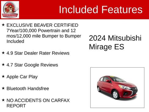Used 2024 Mitsubishi Mirage ES FWD image 4