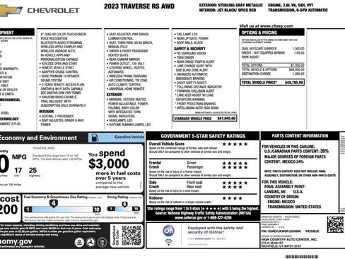 Used 2023 Chevrolet Traverse RS image 32