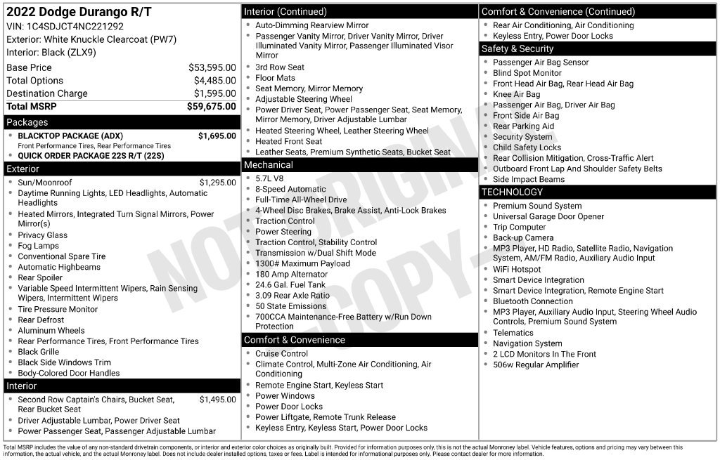 Used 2022 Dodge Durango R/T w/ Blacktop Package AWD/4WD image 33
