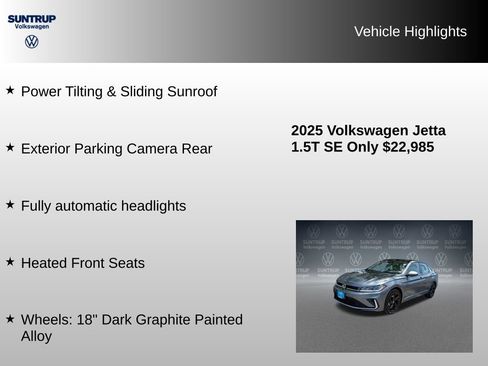 Used 2025 Volkswagen Jetta SE w/ Sunroof Package FWD image 16