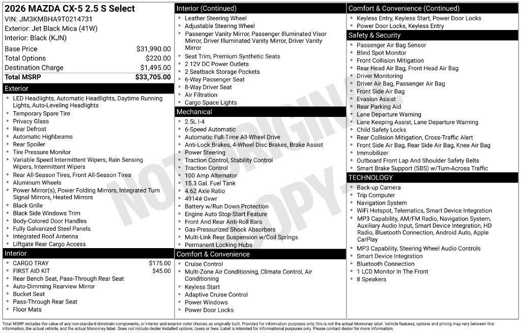 New 2026 MAZDA CX-5 Select AWD/4WD image 3
