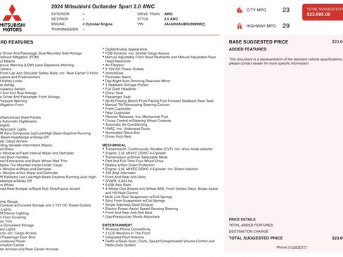 Used 2024 Mitsubishi Outlander Sport AWD image 3