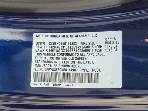 Used 2019 Honda Ridgeline RTL-T image 18