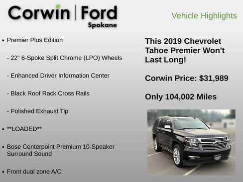 Used 2019 Chevrolet Tahoe Premier w/ Premier Plus Edition AWD/4WD image 12