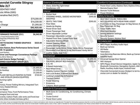 Used 2022 Chevrolet Corvette Stingray Preferred Conv w/ Z51 Performance Package RWD image 37