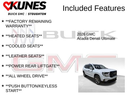 New 2026 GMC Acadia Denali Ultimate w/ LPO, Floor Liner Package AWD/4WD image 3