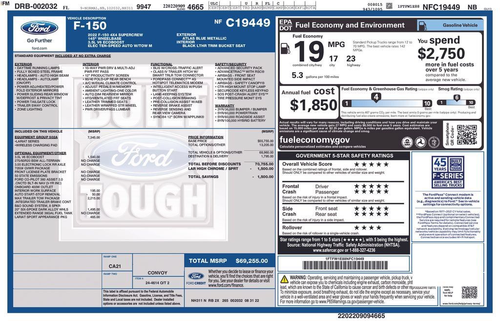 Used 2022 Ford F150 Lariat w/ Equipment Group 502A High AWD/4WD image 5