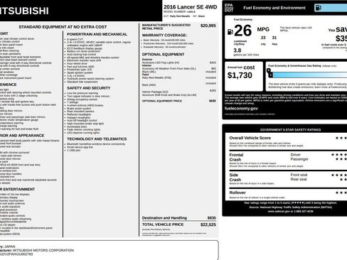 Used 2016 Mitsubishi Lancer AWD Sedan image 52