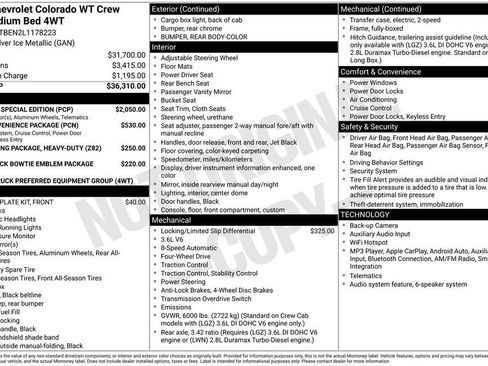 Used 2020 Chevrolet Colorado W/T w/ Custom Special Edition AWD/4WD image 16
