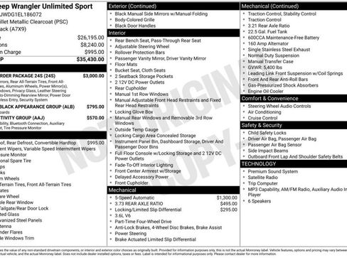 Used 2014 Jeep Wrangler Unlimited Sport w/ Quick Order Package 24S AWD/4WD image 6